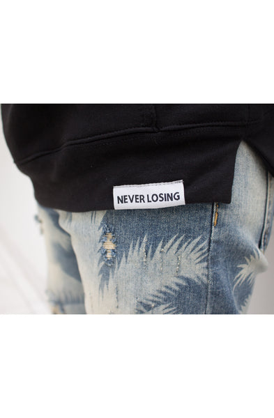 Áo hoodie không dây màu đen Stay Winning