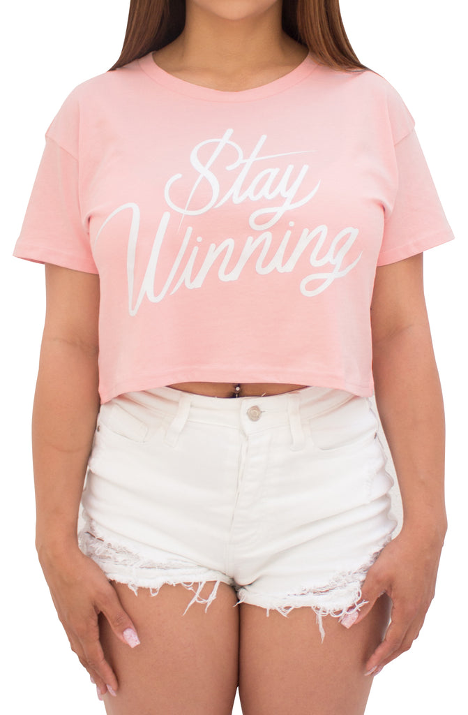 Stay Winning Pale Pink Crop Top Tee Stay Winning Pale Pink Crop Top Tee