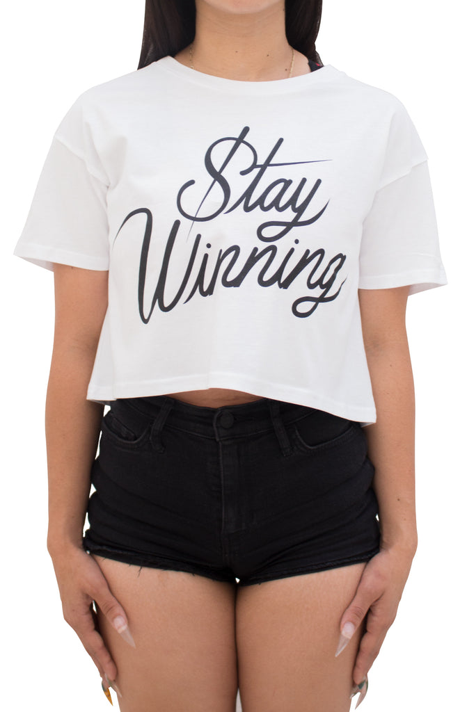 Stay Winning White Crop Top Tee Stay Winning White Crop Top Tee