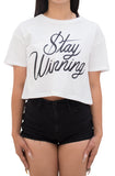 Stay Winning White Crop Top Tee