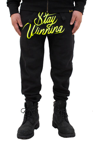 Stay Winning Script Black/Neon Yellow Joggers