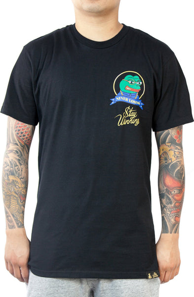 Stay Winning Never Losing Pepe Black Tee