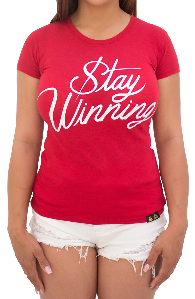 Stay Winning Red Women's Script Tee Stay Winning Red Women