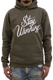 Stay Winning Dark Olive Script Cordless Hoodie