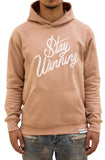 Stay Winning Beige Script Cordless Hoodie
