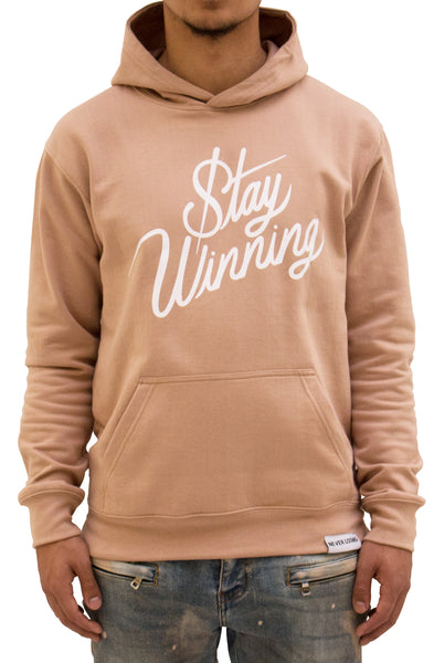 Stay Winning Beige Script Cordless Hoodie