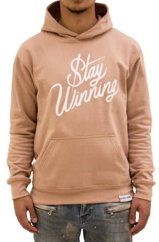 Stay Winning Beige Script Cordless Hoodie