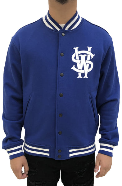 Stay Winning Original Logo/Script Blue/White Varsity Jacket