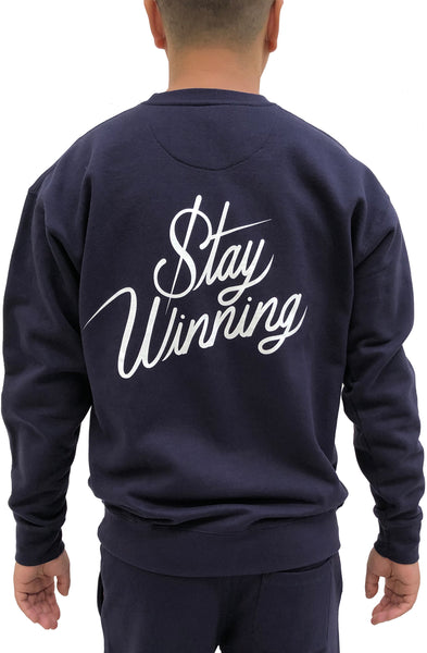 Stay Winning Original Logo Navy/White Crewneck Sweater