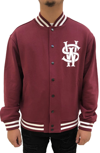 Stay Winning Original Logo/Script Maroon/White Varsity Jacket