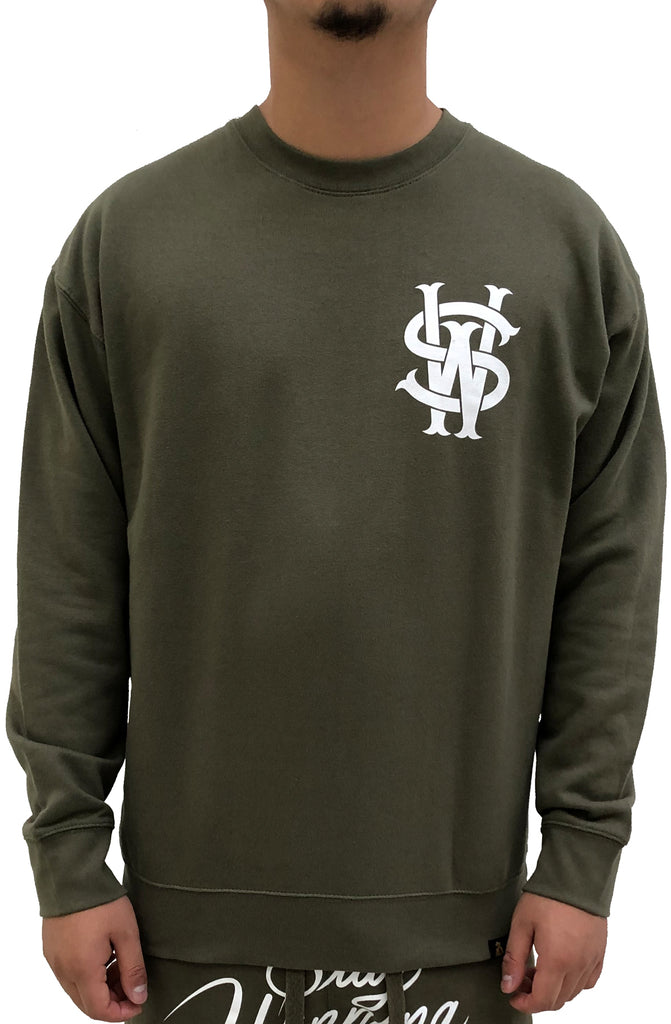 Stay Winning Original Logo Olive/White Crewneck Sweater Stay Winning Original Logo Olive/White Crewneck Sweater