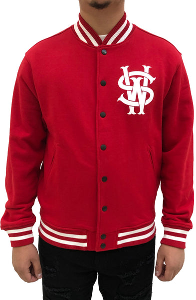 Stay Winning Original Logo/Script Red/White Varsity Jacket