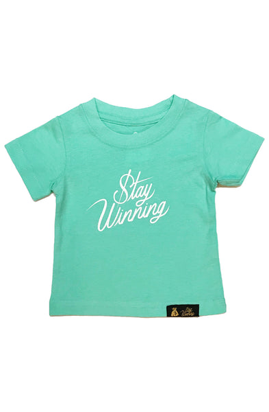 Stay Winning Mint Toddler Script Tee