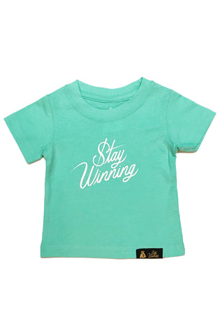 Stay Winning Mint Toddler Script Tee