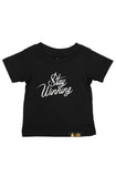 Stay Winning Black Toddler Script Tee