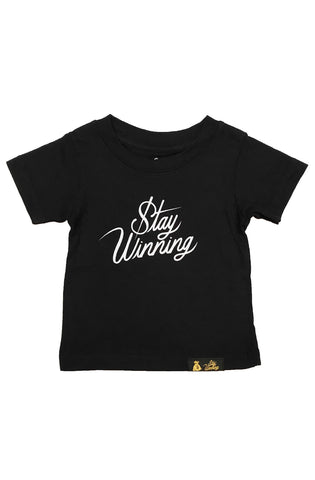 Stay Winning Black Toddler Script Tee