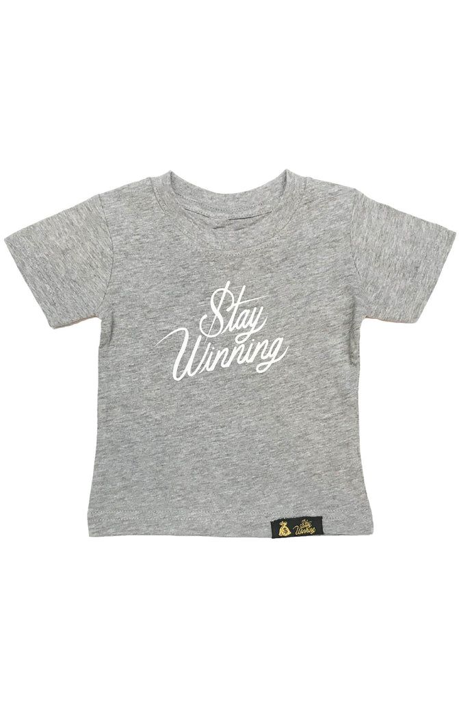 Stay Winning Grey Heather Toddler Script Tee Stay Winning Grey Heather Toddler Script Tee