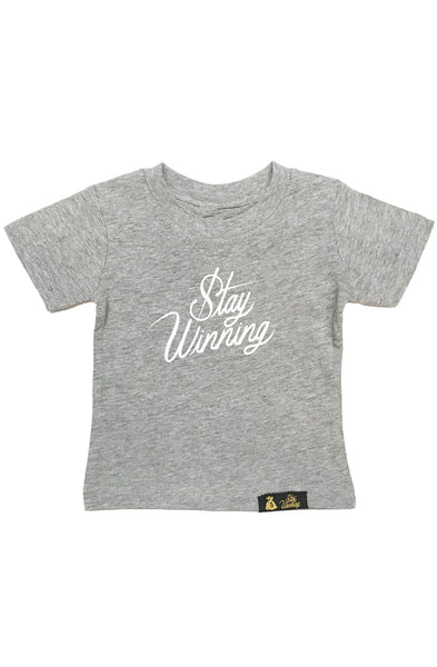 Stay Winning Grey Heather Toddler Script Tee