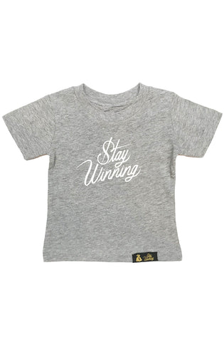 Stay Winning Grey Heather Toddler Script Tee