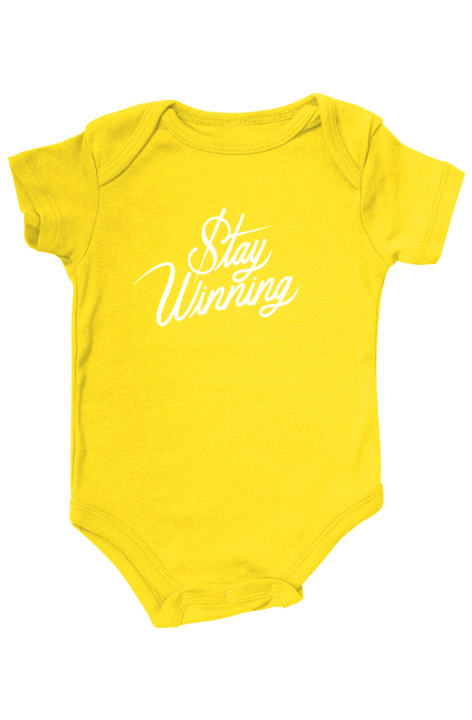 Stay Winning Yellow Infant Onesie