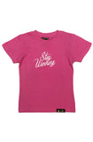 Stay Winning Youth Hot Pink Script Tee