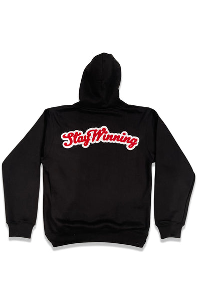 Stay Winning Embroidered SW Logo Cursive Black/Red Hoodie