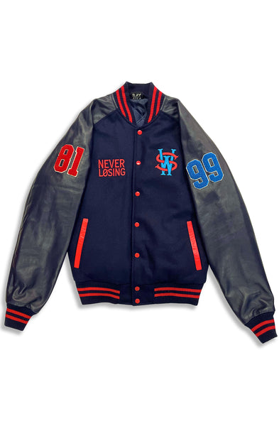 Stay Winning Navy Blue Bubbas Varsity Jacket