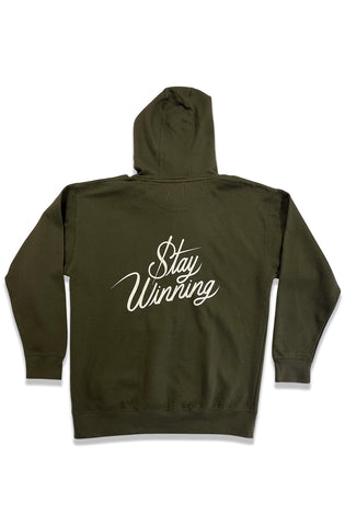 Stay Winning Original SW Script Logo Olive Hoodie
