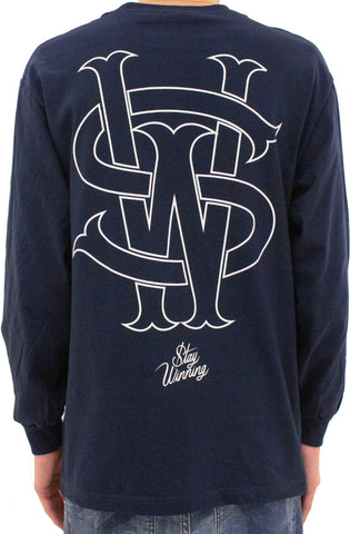 Stay Winning Never Losing SW Logo Navy/White Long Sleeve Tee