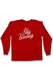Stay Winning Original SW Script Logo Red/White Long Sleeve Tee