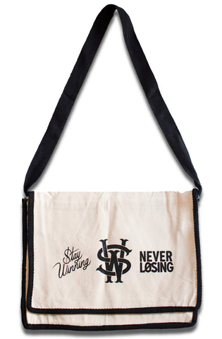 Stay Winning Navy Blue Messenger Bag