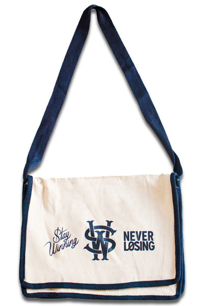 Stay Winning Navy Blue Messenger Bag