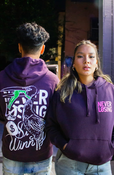 Stay Winning "Never Give Up" Plum Hoodie