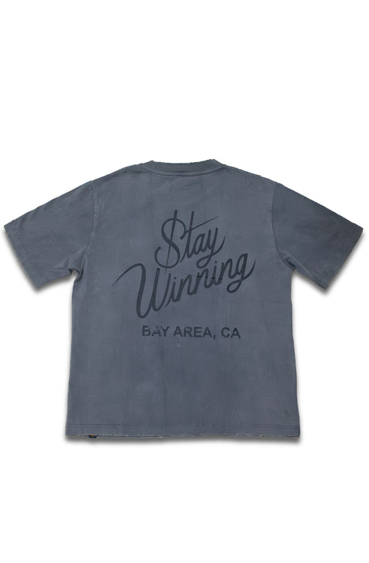 Stay Winning Vintage Wash Logo Charcoal Tee