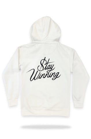 Stay Winning Original SW Script Logo White Hoodie