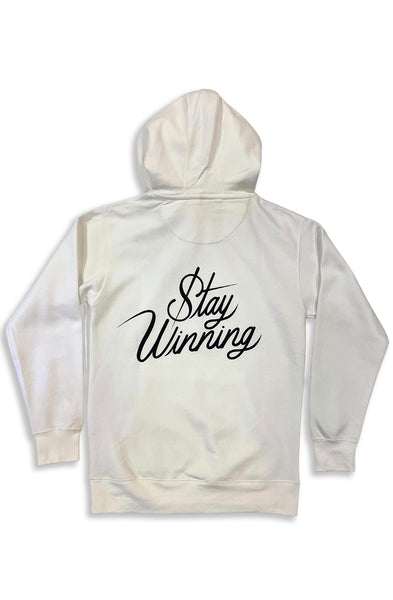 Stay Winning Original SW Script Logo White Hoodie