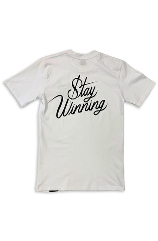Stay Winning Original SW Script Logo White Tee
