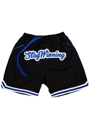 Stay Winning All Over Logo Black Hoop Shorts