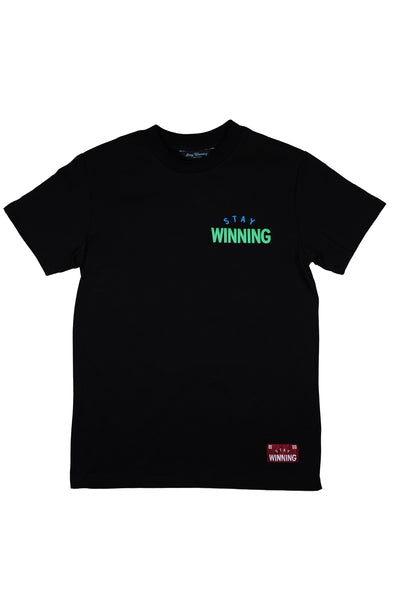 Stay Winning Black/Green/Blue Logo Puff Print Tee