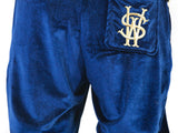 Stay Winning Embroidered Velour Blue Joggers