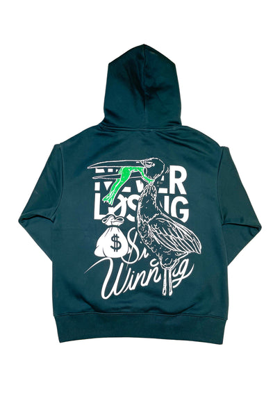 Stay Winning "Never Give Up" Pine Green Hoodie