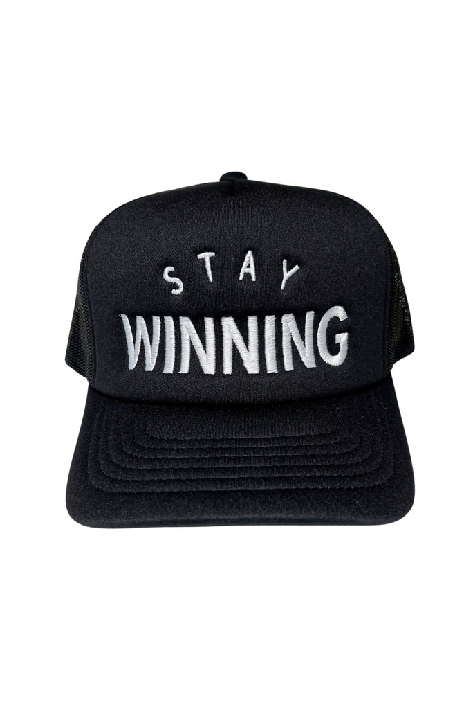 Bleiben Sie gewinnender schwarzer Fernlastfahrer-Hut