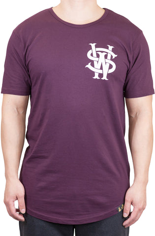 Stay Winning Original Logo Maroon Längliches Rundhals-T-Shirt