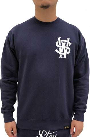 Stay Winning Original Logo Navy/White Crewneck Sweater