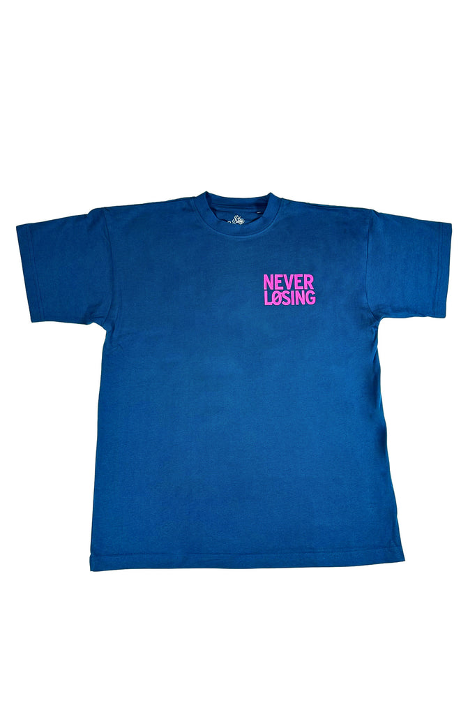 Stay Winning Never Give Up Blue Tee