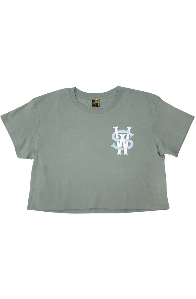 Stay Winning Sage/Icy Blue Crop Top T-Shirt