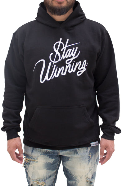 Áo hoodie không dây màu đen Stay Winning