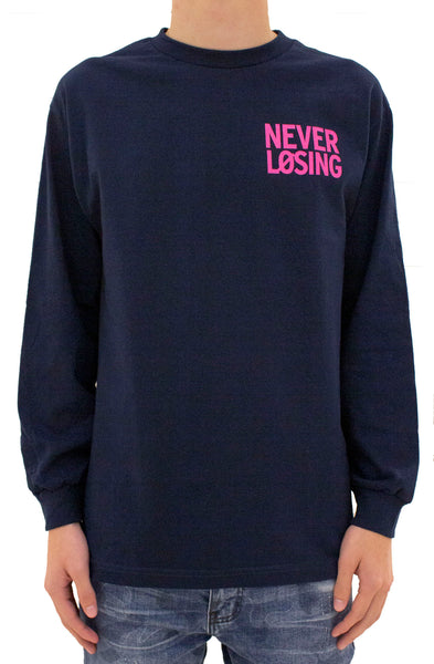 Stay Winning Never Losing SW Logo Navy/Pink Long Sleeve Tee