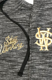 Stay Winning Women Script Logo Gold Embroidered Marled Ash Hoodie