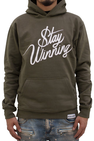 Stay Winning Navy Embroidered Short Sleeve Hoodie